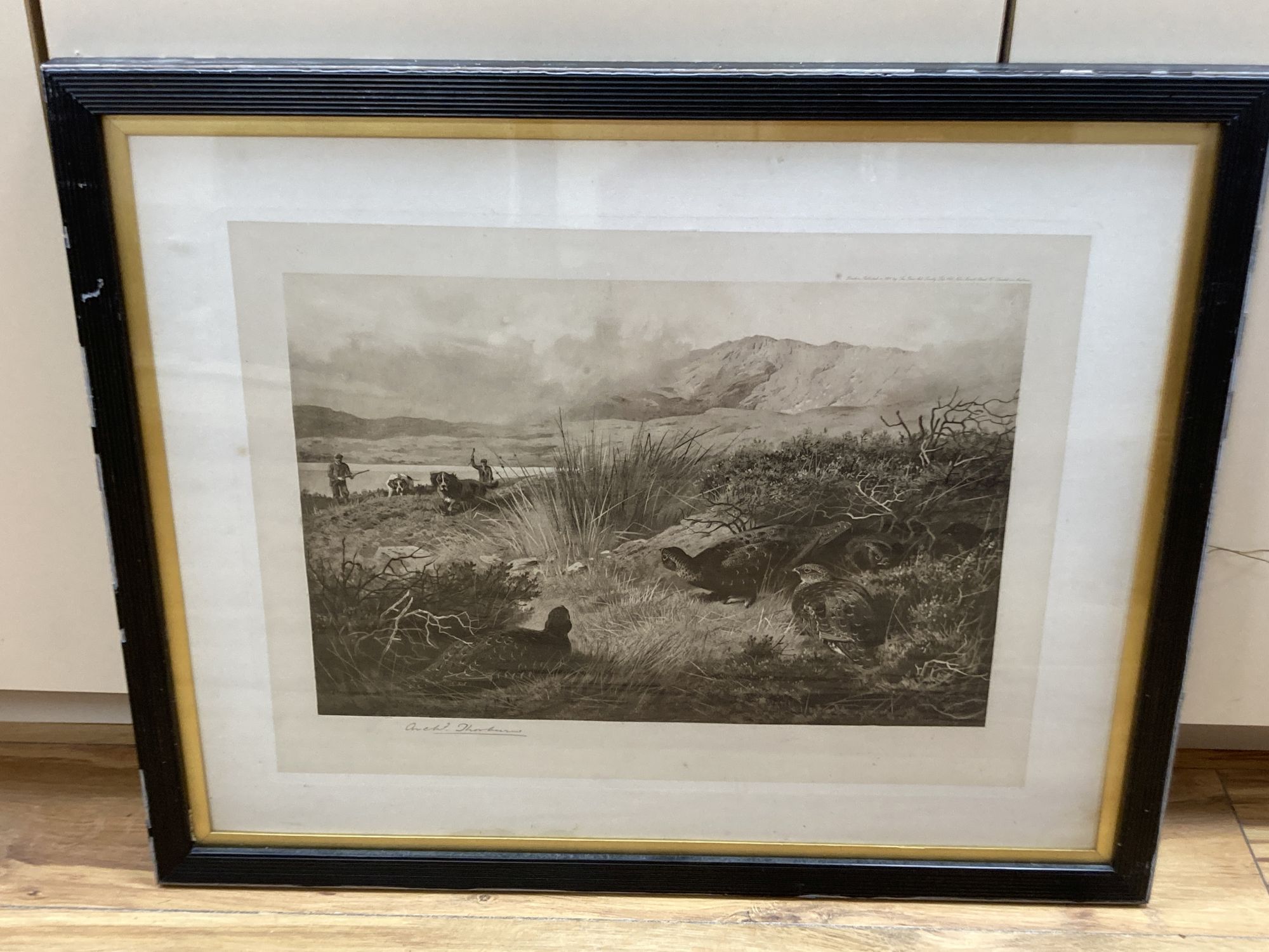 Archibald Thorburn, lithograph, Partridge and beaters, signed in pencil, overall 44 x 55cm